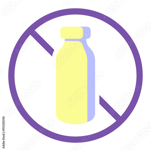 Lactose free label. Diet, drop, fermented milk product, lactase enzyme, intolerance, indigestion, digestive problem disorder, congenital, acquired, intestines, stomach, alternative, crossed out bottle