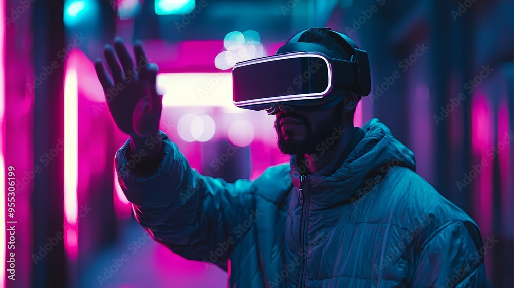 The image has a futuristic and technological vibe