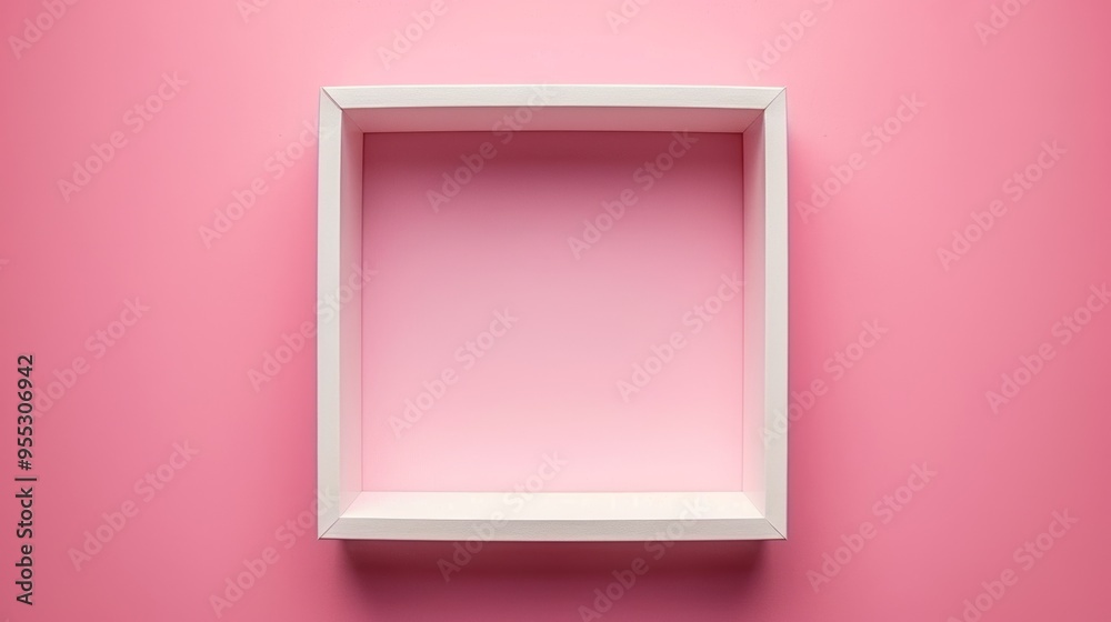 Minimalistic white frame on a pink background Minimalistic white frame on a pink background