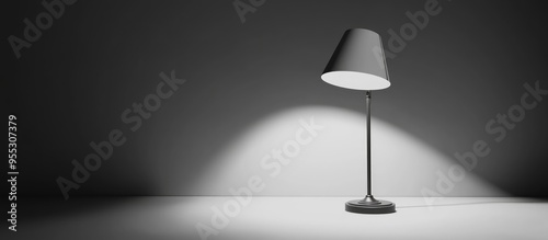 3D rendering of a lamp illustration in black line icon style