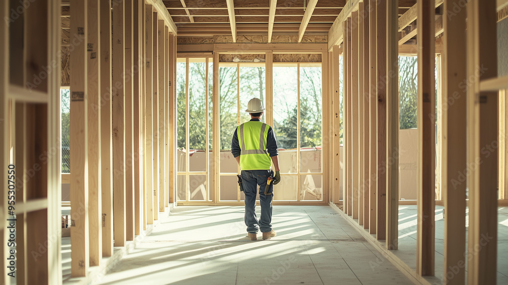 A team of engineers conducting a thorough walkthrough of a newly constructed house to assess construction quality and safety standards. Ai generated A team of engineers conducting a thorough walkthrough of a newly constructed house to assess construction quality and safety standards. Ai generated