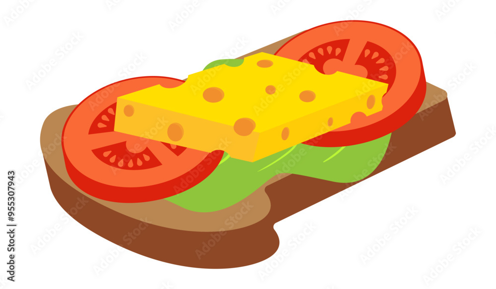 Sandwich with rye bread, lettuce, tomatoes and cheese. Healthy food, proper nutrition, healthcare, diet, lifestyle, fitness, weight loss or gain, vegetables, snack, proteins, fats, carbohydrates Sandwich with rye bread, lettuce, tomatoes and cheese. Healthy food, proper nutrition, healthcare, diet, lifestyle, fitness, weight loss or gain, vegetables, snack, proteins, fats, carbohydrates
