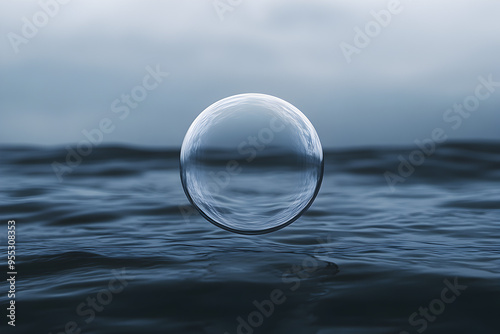 A single, large bubble rising in a dark ocean.