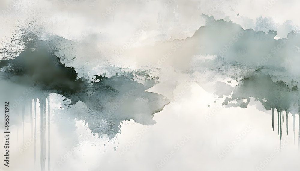 Obraz premium Soft watercolor splashes or strokes in muted tones, offering an artistic yet understated look