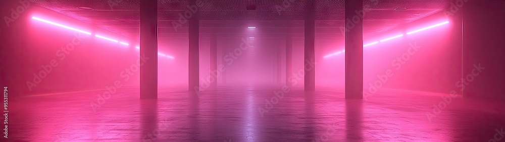 custom made wallpaper toronto digitalDark background with lines and spotlights, neon light, and night view. Abstract pink background.