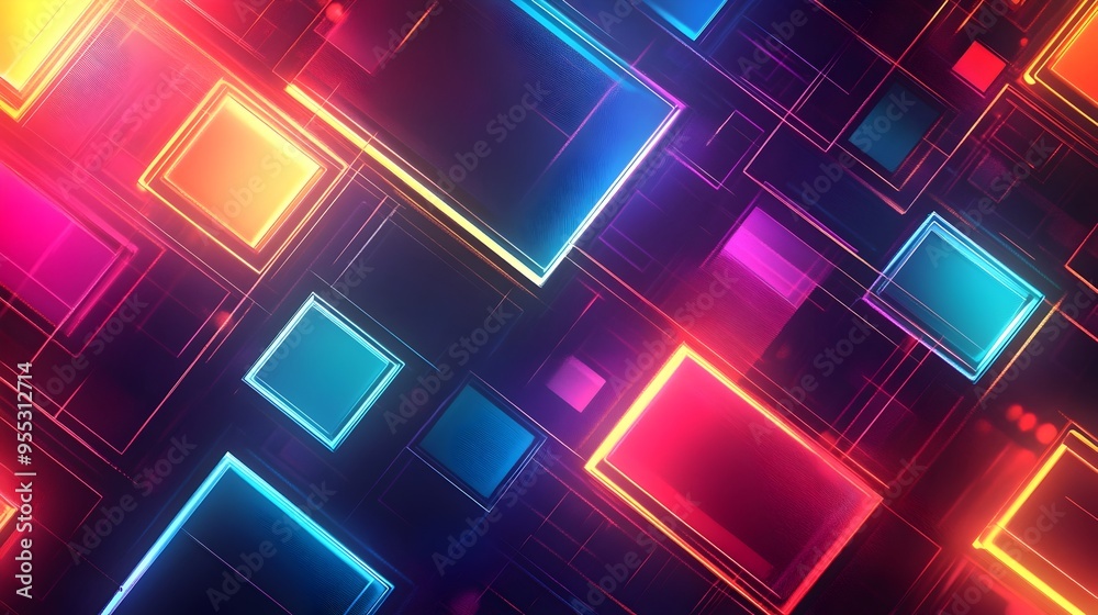 Vibrant Neon Geometric Shapes Abstract Digital Art Background Vibrant Neon Geometric Shapes Abstract Digital Art Background