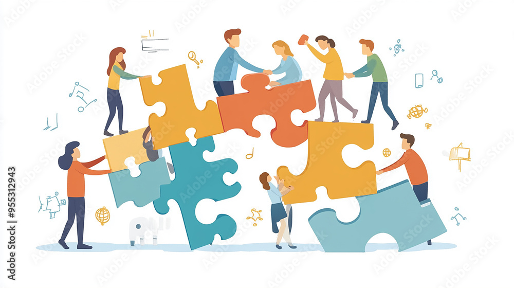 Fototapeta premium Provide opportunities for team members to collaborate on projects, allowing them to build stronger relationships and leverage each other's strengths.