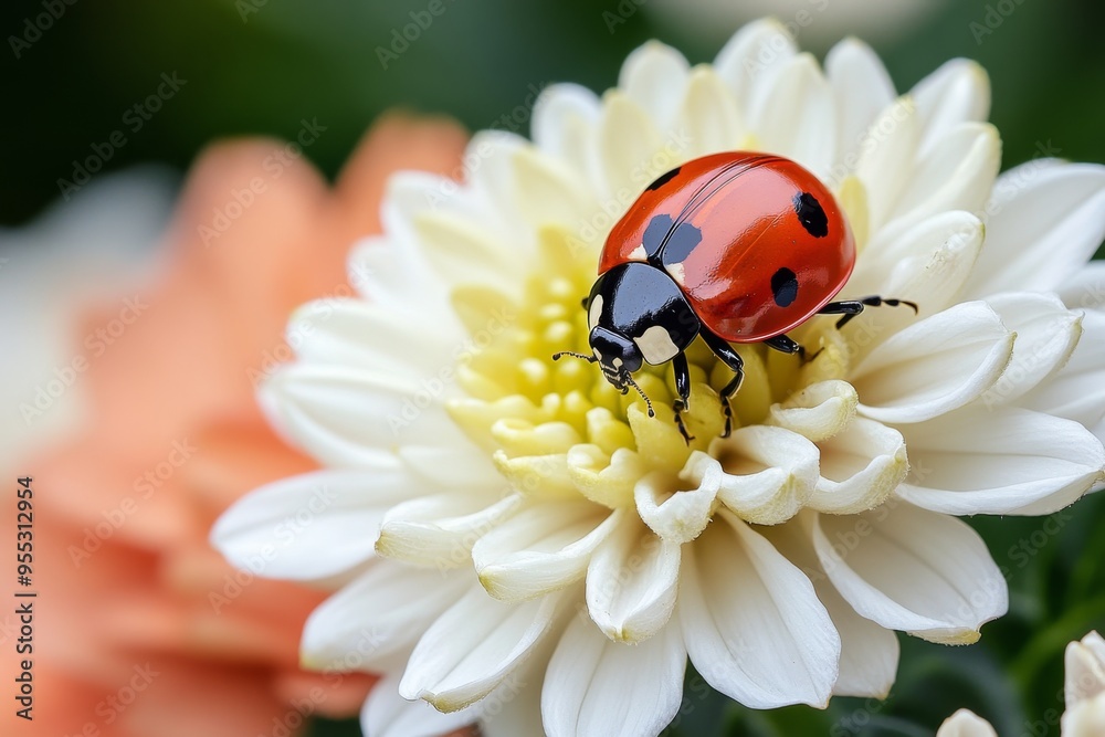 Ladybugs, nestled in petals, peaceful resting places find comfort in the softness of flowers Ladybugs, nestled in petals, peaceful resting places find comfort in the softness of flowers