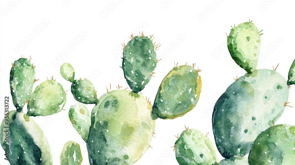 Watercolor cactus on a white background Hand drawn botanical element featuring a green desert plant in a minimalistic style Watercolor cactus on a white background Hand drawn botanical element featuring a green desert plant in a minimalistic style