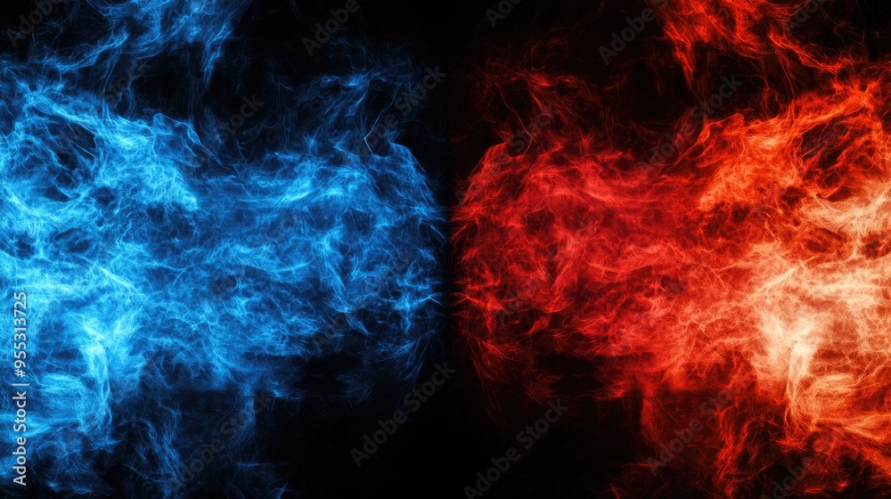 Fototapeta premium Smoke flags of two contrasting countries displayed side by side on a black background