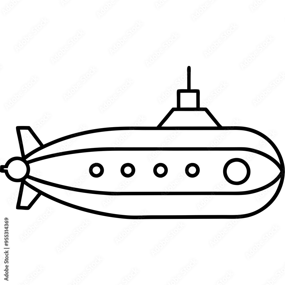 Submarine Vector Illustration on White Background Submarine Vector Illustration on White Background