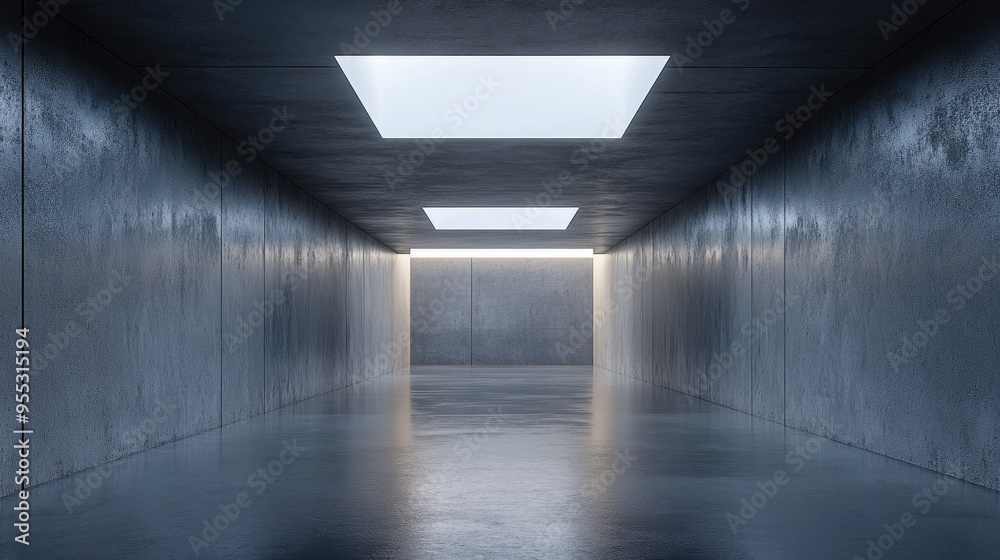 Modern architectural template featuring an empty interior with a concrete floor and square ceiling light 3D rendering of a minimalist design Modern architectural template featuring an empty interior with a concrete floor and square ceiling light 3D rendering of a minimalist design