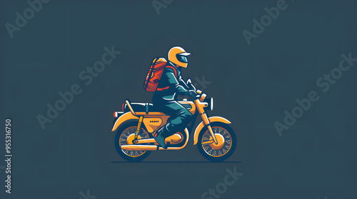 Delivery man motorbike logo icon. elivery Courier Motorbike Logo, Scooter delivery esport Icon Symbol Vector Template photo