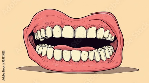Cartoon illustration of whimsical false teeth
