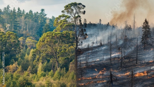 Forest Fire Devastation and Regrowth