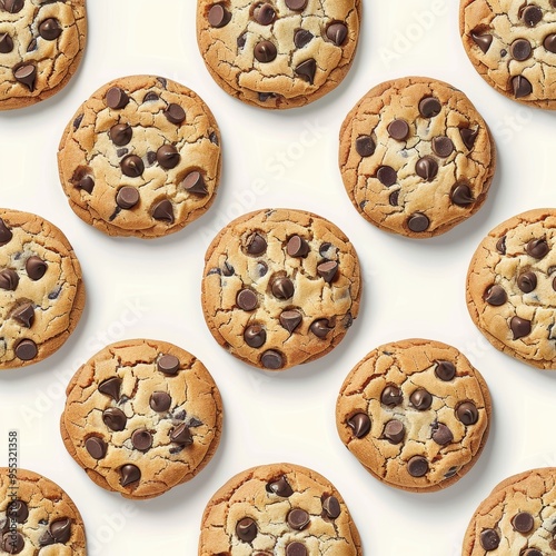 Chocolate Chip Cookies Pattern Sweet Treats Bakery Background