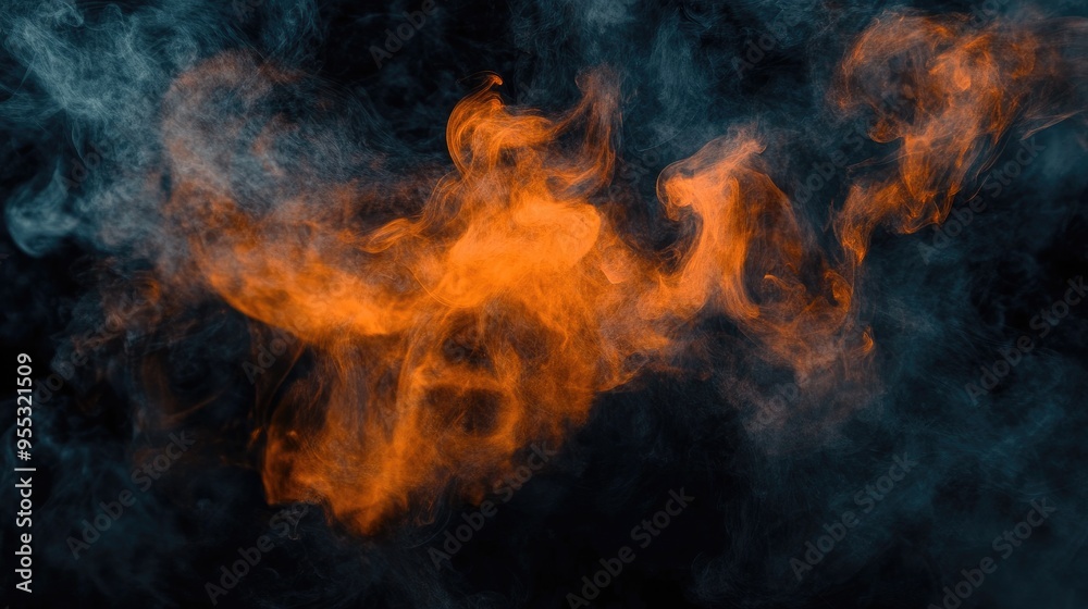 Abstract background of swirling black and orange smoke, creating a dramatic, foggy effect reminiscent of fire and darkness. Abstract background of swirling black and orange smoke, creating a dramatic, foggy effect reminiscent of fire and darkness.