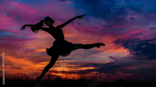 Wallpaper Mural Silhouette of a ballerina dancing gracefully at sunset. Torontodigital.ca