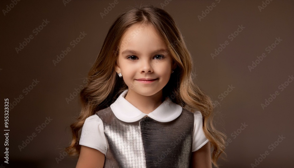 an elegant studio portrait of a 4-year-old girl