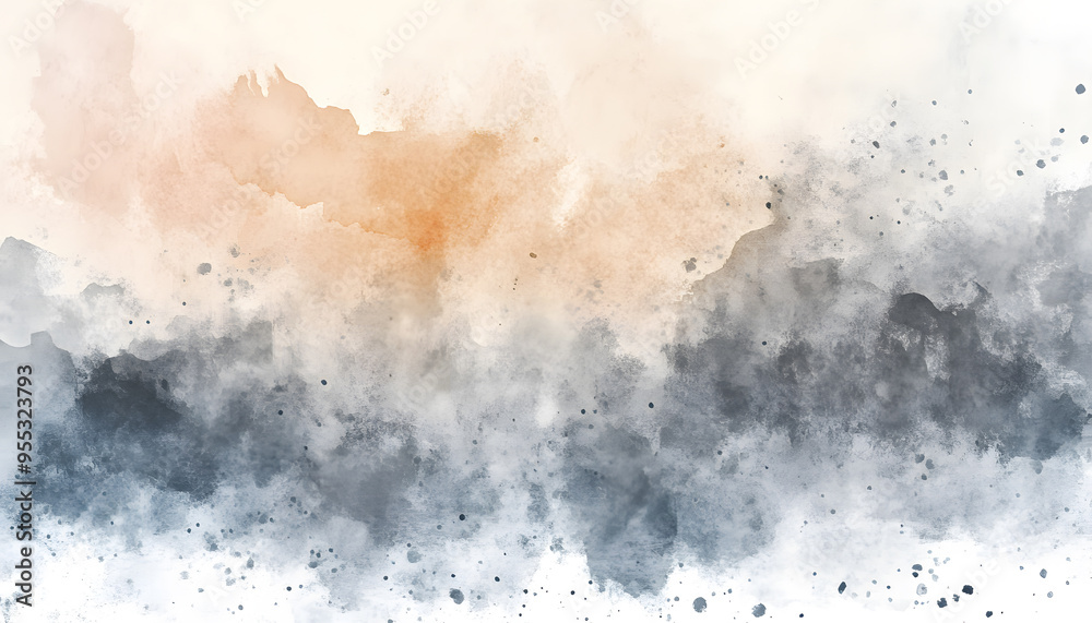 Fototapeta premium Soft watercolor splashes or strokes in muted tones, offering an artistic yet understated look