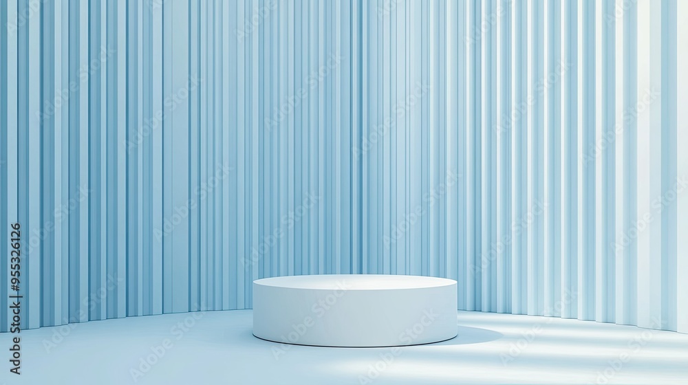 Light blue background with sleek tiered platforms, ideal for a minimalist product presentation with a modern aesthetic Light blue background with sleek tiered platforms, ideal for a minimalist product presentation with a modern aesthetic