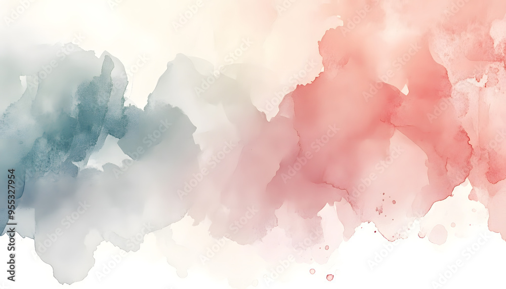Fototapeta premium Soft watercolor splashes or strokes in muted tones, offering an artistic yet understated look