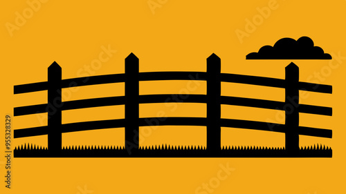 A silhouette of a ranch fence vector art illustration photo