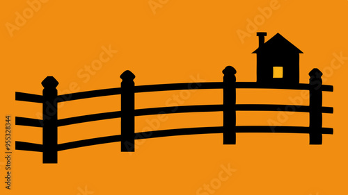 A silhouette of a ranch fence vector art illustration photo