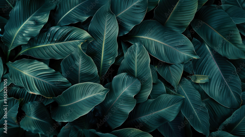 Obraz premium Lush green leaves create serene and calming atmosphere, perfect for nature lovers. 