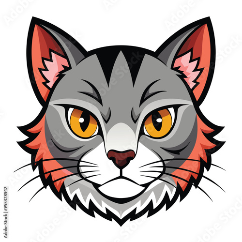 Cat head color vector style illustration