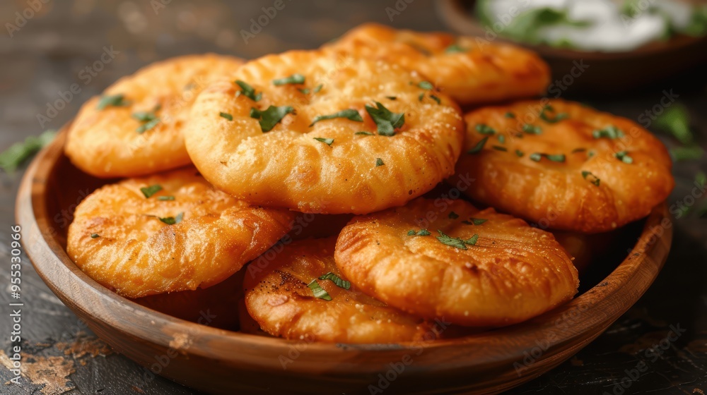 Poori bread diwali holiday traditional Indian food, closeup Poori bread diwali holiday traditional Indian food, closeup