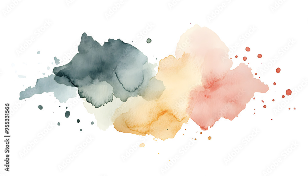 Obraz premium Soft watercolor splashes or strokes in muted tones, offering an artistic yet understated look