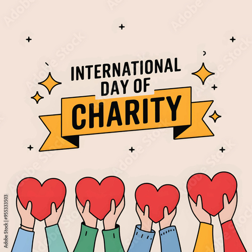 Elegant script-style International Day of Charity logo with a retro design, perfect for nonprofit event branding, fundraising posters, or digital marketing promoting charity causes and social good.