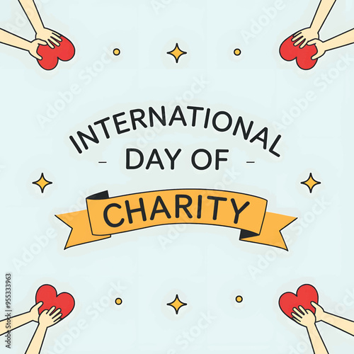 Elegant International Day of Charity logo with hand holding heart, minimalist design, and dark background, suitable for awareness campaigns, nonprofit event branding, and digital marketing materials.