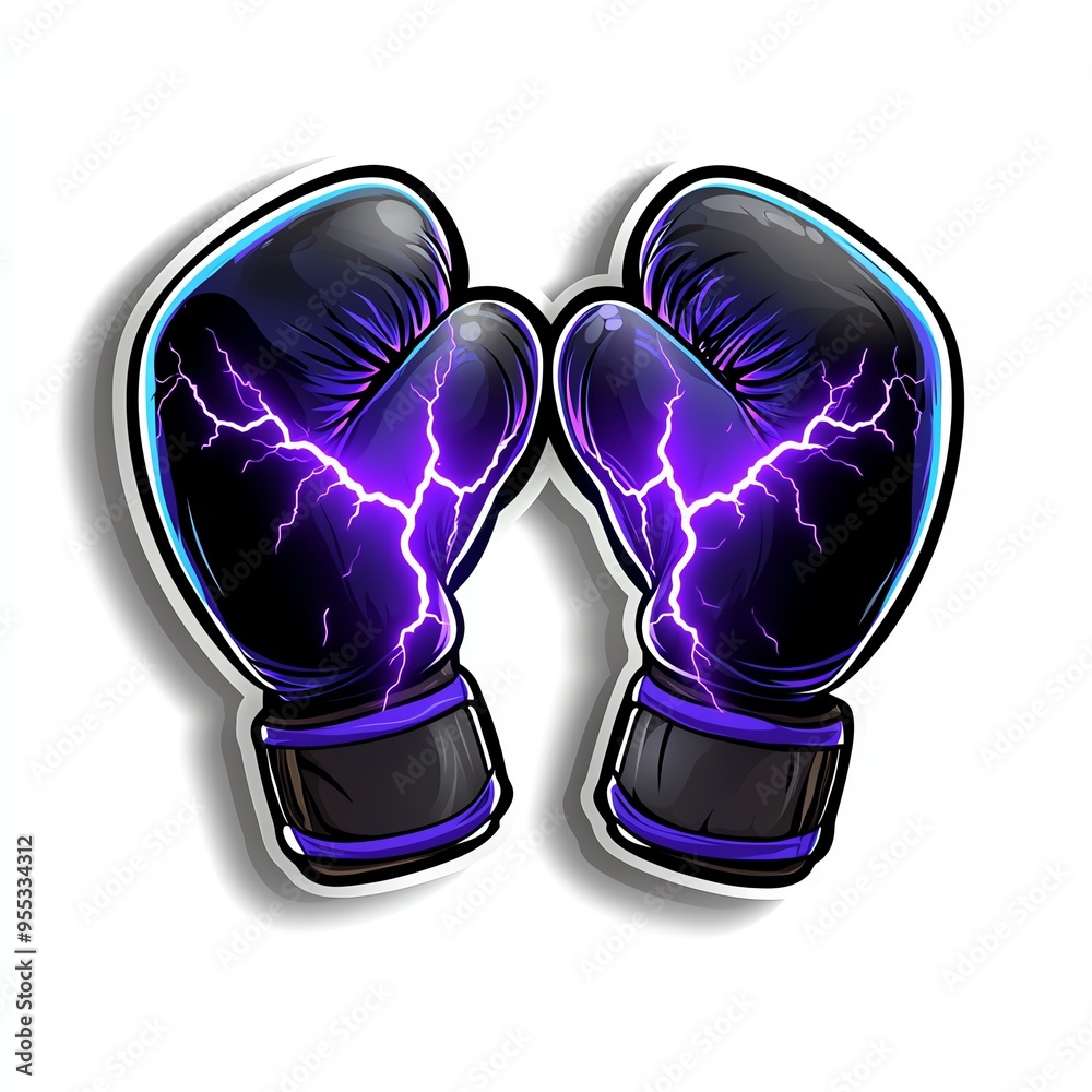 Vibrant boxing gloves with electric lightning design, perfect for sports, fitness, or graphic styling projects. Vibrant boxing gloves with electric lightning design, perfect for sports, fitness, or graphic styling projects.