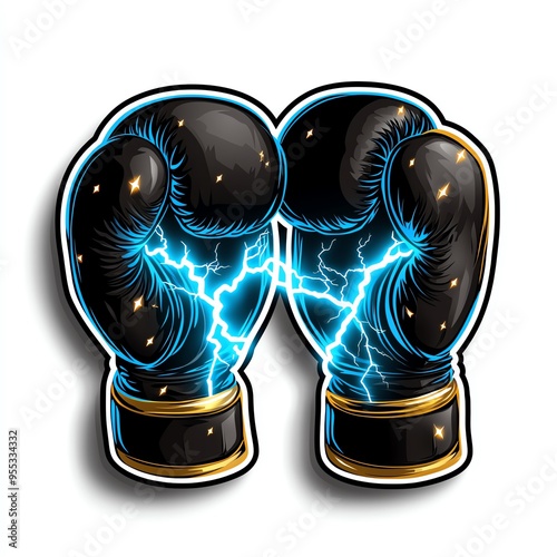 Dynamic boxing gloves with electric energy design, symbolizing power and intensity in sports and competition. photo