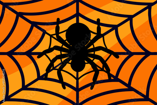 A spider running on the net vector silhouette graphic vector art illustration