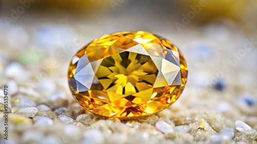 Eye level natural yellow grossular garnet gem on the background photo