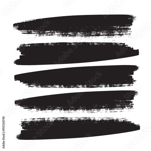 Vector set of hand drawn brush strokes, stains for backdrops. Monochrome design elements set. One color monochrome artistic hand drawn backgrounds.