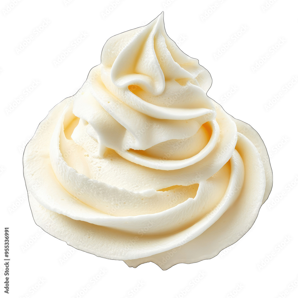 A white frosted cake with a white swirl of frosting on top A white frosted cake with a white swirl of frosting on top