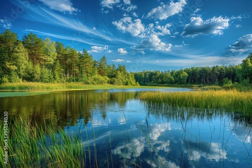 Tranquil Pond Surrounded by Lush Greenery