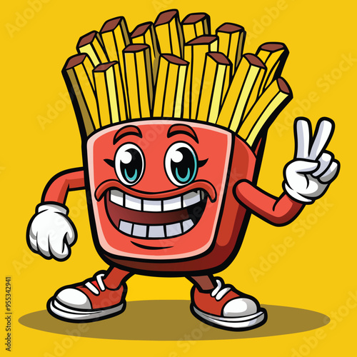 happy cartoon Junk food retro cartoon style illustration vintage character vector art collection
