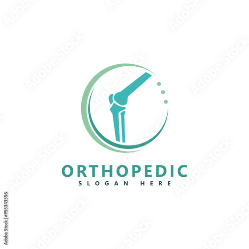 Orthopedic Logo Design with Knee Joint Symbol - Medical and Healthcare Icon