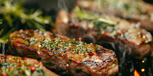 Grilled steak with herbs and spices – a sizzling culinary delight on the grill