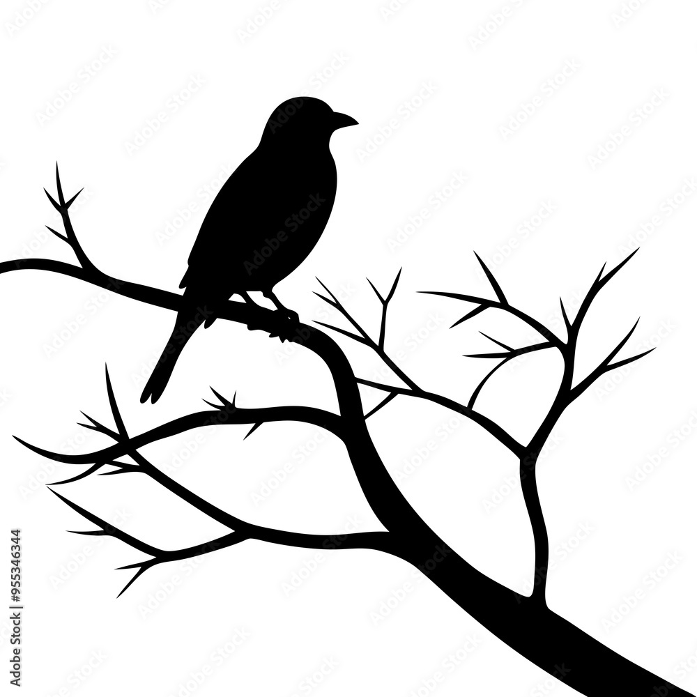 Bird Silhouette at Sunset Vector Art with Gradient Sky Bird Silhouette at Sunset Vector Art with Gradient Sky