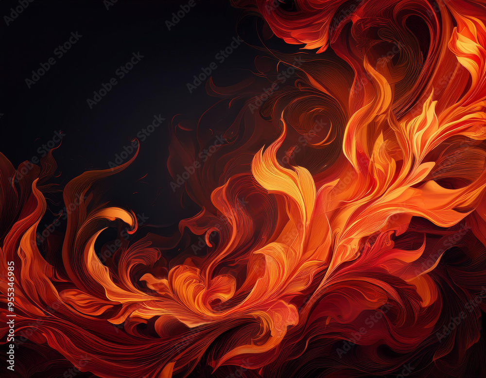 Fiery Flames Intense Red and Orange Abstract Fire Texture on Black Background with Copy Space Fiery Flames Intense Red and Orange Abstract Fire Texture on Black Background with Copy Space