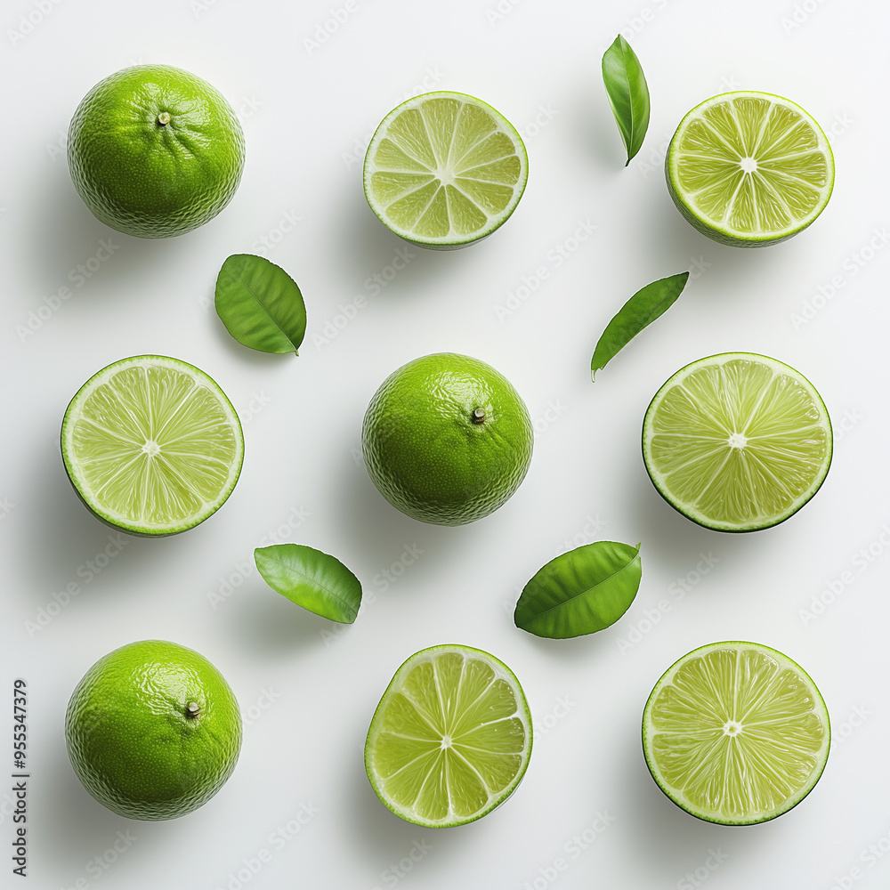 limes on a clean white background. limes on a clean white background.