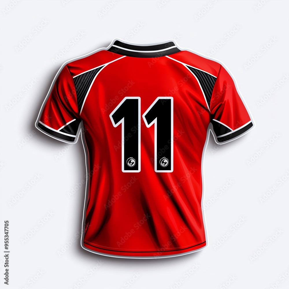 A vibrant red soccer jersey featuring the number 11, ideal for sports-themed designs and merchandise. A vibrant red soccer jersey featuring the number 11, ideal for sports-themed designs and merchandise.