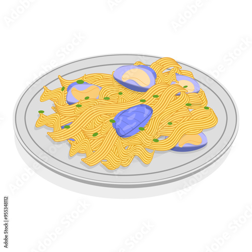 3D Isometric Flat Vector Set of Traditional Italian Cuisine, Mediterranean Food. Item 6