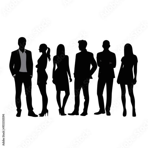 People Silhouettes, Illustration of People Silhouettes, Group of Business People